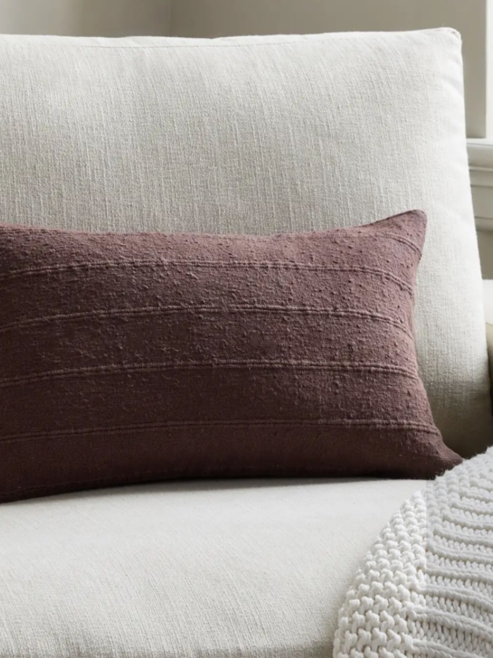 Textured Striped Cotton Pillow Cover 12 x 20 brown espresso - Picture 2 of 6